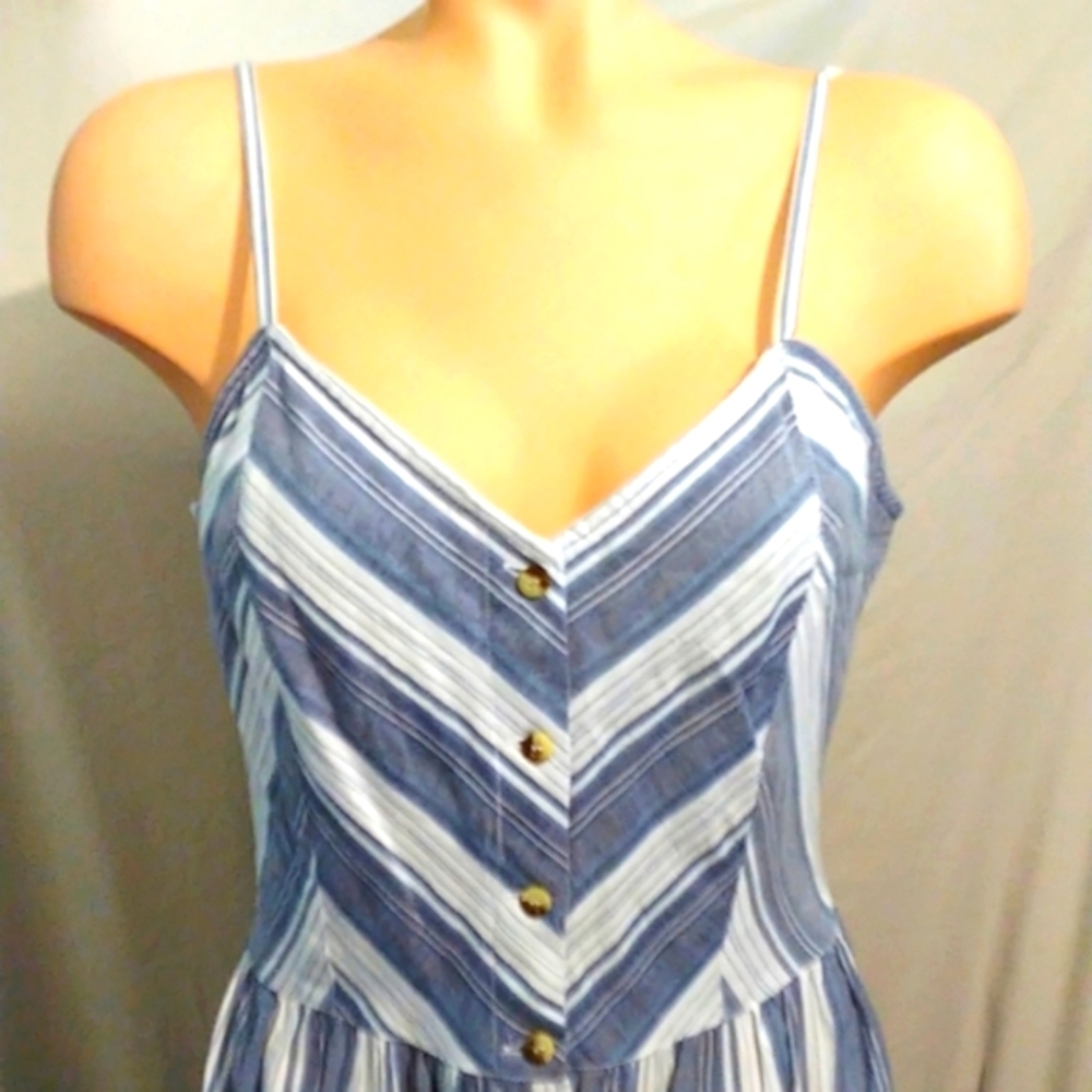 Olive & Oak Blue and White Striped Midi Dress - Picture 2 of 5